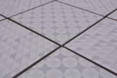 Muestra de mano retro vintage mosaico azulejo cerámica blanco Geo White MOS22B-1401_m