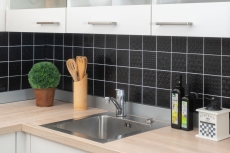 Muestra de mano retro vintage mosaico azulejo cerámica negro Spirit negro MOS22B-1403_m