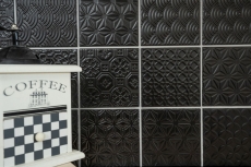 Muestra de mano retro vintage mosaico azulejo cerámica negro Spirit negro MOS22B-1403_m