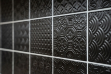 Muestra de mano retro vintage mosaico azulejo cerámica negro Spirit negro MOS22B-1403_m