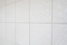 Muestra de mano retro vintage mosaico azulejo cerámica blanco Spirit blanco MOS22B-0104_m