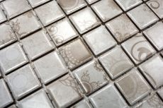 Muestra de mano mosaico azulejo retro vintage cerámica mosaico gris caqui azulejo backsplash MOS18D-1402_m