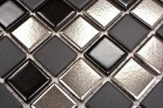 Muestra de mano mosaico azulejo cerámica negro plata antracita cromo cocina splashback MOS18-0317_m