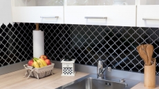 Muestra de mano retro vintage mosaico azulejo cerámica florentino negro brillante MOS13-2BG_m