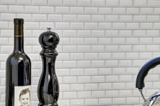Muestra de mano Mini Metro Subway mosaico azulejo cerámica BLANCO azulejo backsplash cocina MOS26-0102_m