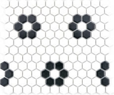 Muestra de mano mosaico azulejo cerámica hexágono blanco negro mate azulejo backsplash cocina MOS11A-0103_m