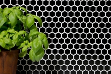 Muestra de mano mosaico azulejo cerámica hexágono negro brillante pared azulejo baño MOS11A-0302_m