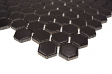 Muestra de mano mosaico azulejo cerámica hexágono negro mate ducha splashback azulejo espejo MOS11A-0311_m