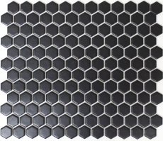 Muestra de mano mosaico azulejo cerámica hexágono negro mate ducha splashback azulejo espejo MOS11A-0311_m