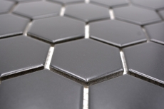 Muestra de mano mosaico azulejo cerámica hexágono negro mate ducha splashback azulejo espejo MOS11B-0311_m