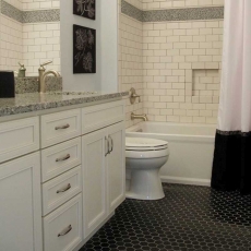 Muestra de mano mosaico azulejo cerámica hexágono negro mate ducha splashback azulejo espejo MOS11B-0311_m