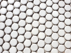 Muestra de mano botón mosaico LOOP redondo mosaico blanco brillante pared cocina ducha BAD MOS10-0102_m