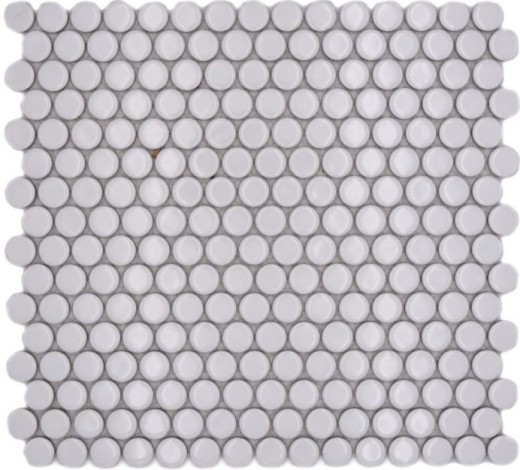 Muestra de mano botón mosaico LOOP redondo mosaico blanco brillante pared cocina ducha BAD MOS10-0102_m