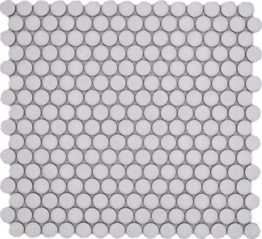 Muestra de mano botón mosaico LOOP redondo mosaico blanco mate pared cocina ducha BAD MOS10-0111_m