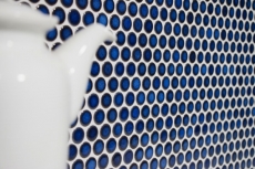 Muestra de mano botón mosaico LOOP redondo mosaico azul oscuro cobalto pared cocina ducha BAD MOS10-0405_m