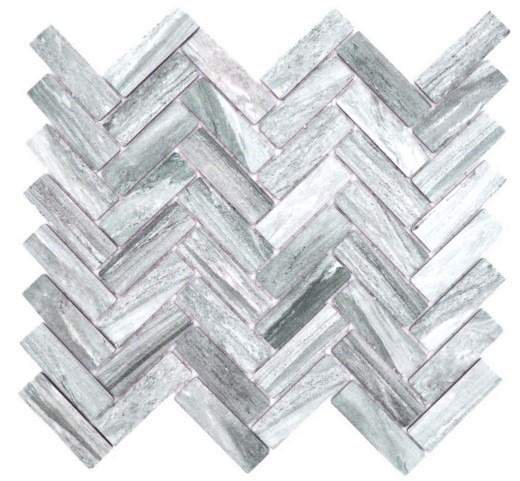 Muestra de mano azulejo mosaico cerámica efecto piedra espiga gris ducha splashback azulejo espejo MOS24-SO32_m