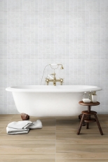 Muestra de mano mosaico azulejo cerámica varillas aspecto piedra blanco azulejo backsplash cocina MOS24-STSO01_m