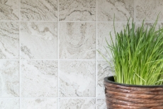 Muestra de mano mosaico azulejo cerámica efecto piedra estructura gris claro azulejo backsplash cocina MOS22-HWA9LG_m