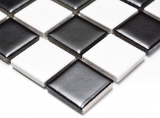 Muestra de mano mosaico azulejo de cerámica tablero de ajedrez negro blanco mate backsplash MOS18-0305_m