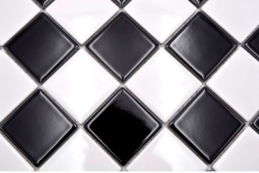 Muestra de mano cocina mosaico azulejo damero negro blanco brillante MOS16-CD200_m