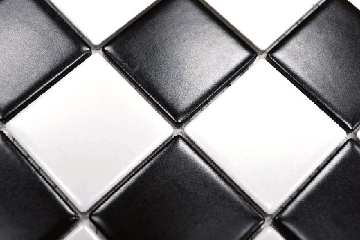Muestra de mano mosaico azulejo cerámica blanco negro mate tablero de ajedrez azulejo backsplash MOS16-CD202_m