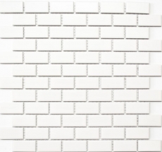 Muestra de mano mosaico azulejo cerámica ladrillo blanco mate revestimiento de bañera MOS24-03WM_m