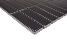 Muestra de mano mosaico azulejo cerámica barras negro brillante ducha splashback MOS24-0302_m