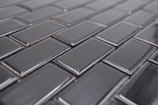 Muestra de mano mosaico azulejo cerámica ladrillo negro brillante cocina splashback MOS24-4BG_m
