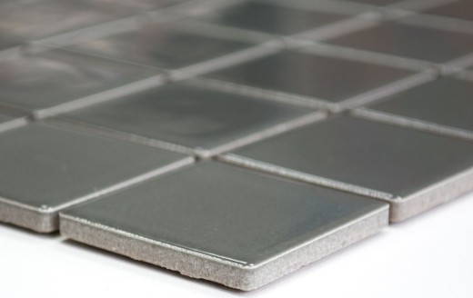 Muestra de mano mosaico azulejo cerámica metal gris brillante azulejo backsplash cocina pared MOS16B-0204_m