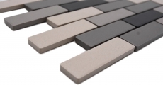 Muestra de mano azulejo mosaico cerámica beige claro gris ladrillo sin esmaltar plato de ducha azulejo de suelo MOS26-0206-R10_m