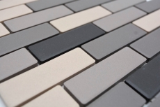 Muestra de mano azulejo mosaico cerámica beige claro gris ladrillo sin esmaltar plato de ducha azulejo de suelo MOS26-0206-R10_m