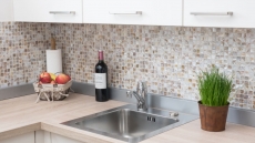 Muestra de mano azulejo mosaico concha beige claro azulejo de pared azulejo de baño MOS150-SM203_m