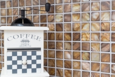 Muestra de mano mosaico azulejo concha beige marrón pared azulejo baño MOS150-SM2569_m