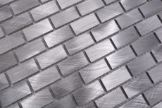 Muestra de mano mosaico azulejo aluminio plata Ladrillo aluminio alu Azulejo backsplash cocina MOS48-0204_m
