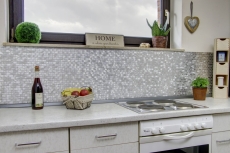Muestra de mano mosaico azulejo aluminio plata Ladrillo aluminio alu Azulejo backsplash cocina MOS48-0204_m