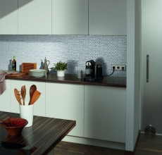 Muestra de mano mosaico azulejo aluminio plata Ladrillo aluminio alu Azulejo backsplash cocina MOS48-0204_m