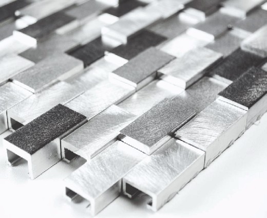 Muestra de mano mosaico azulejo Aluminio Ladrillo Aluminio 3D alu plata negro MOS49-0208_m