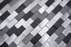 Muestra de mano mosaico azulejo Aluminio Ladrillo Aluminio 3D alu plata negro MOS49-0208_m