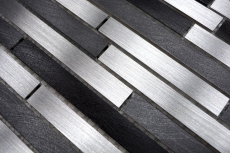 Muestra de mano mosaico azulejo aluminio compuesto aluminio alu gris negro azulejo backsplash cocina MOS49-0308_m