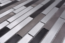 Muestra de mano mosaico azulejo aluminio compuesto aluminio alu gris negro azulejo backsplash cocina MOS49-0308_m
