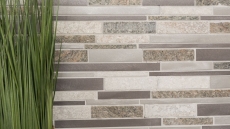 Muestra de mano mosaico azulejo cuarcita piedra natural aluminio plata gris claro beige compuesto MOS49-XSA535_m