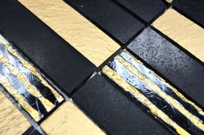 Muestra de mano mosaico azulejo mármol piedra natural rectángulo piedra talla oro negro MOS40-STN79_m