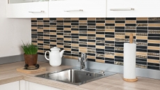 Muestra de mano mosaico azulejo mármol piedra natural rectángulo piedra talla oro negro MOS40-STN79_m