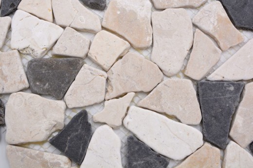 Muestra de mano mosaico azulejo mármol piedra natural beige negro cantera Ciot BianconeJava MOS44-30-110_m