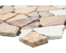 Muestra de mano mosaico azulejo mármol piedra natural beige rojo cantera Ciot RossoCream MOS44-30-130_m