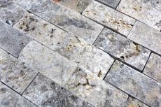 Muestras de mano mosaico piedra pared Travertino piedra natural blanco gris Ladrillo Splitface plata Travertino 3D MOS43-47248_m