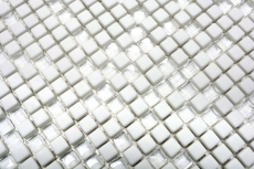 Muestra de mano azulejo mosaico ECO Reciclaje GLAS Esmalte vidrio blanco mate MOS140-07W_m