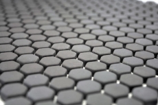Muestra de mano mosaico ECO Reciclaje GLAS Hexágono Esmalte gris-marrón mate MOS140-HX15G_m
