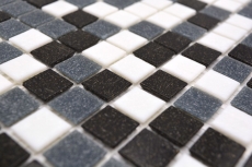 Muestra de mano mosaico azulejo vidrio pared azulejo baño azulejo ducha splashback azulejo blanco gris negro MOS52-0302_m