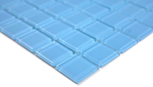Muestra de mano mosaico azulejo Mosaico de vidrio translúcido Cristal azul claro BAÑO WC Cocina PARED MOS63-0402_m